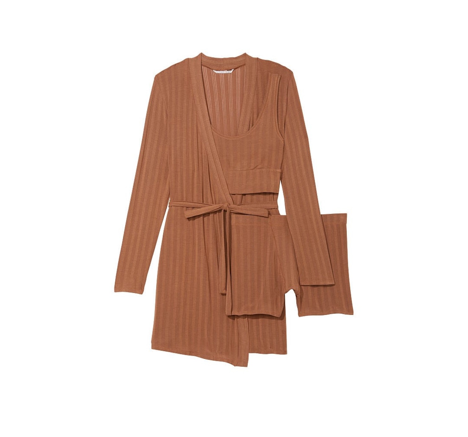 Пижама Luxe Modal Ribbed 3-Piece Set Caramel 