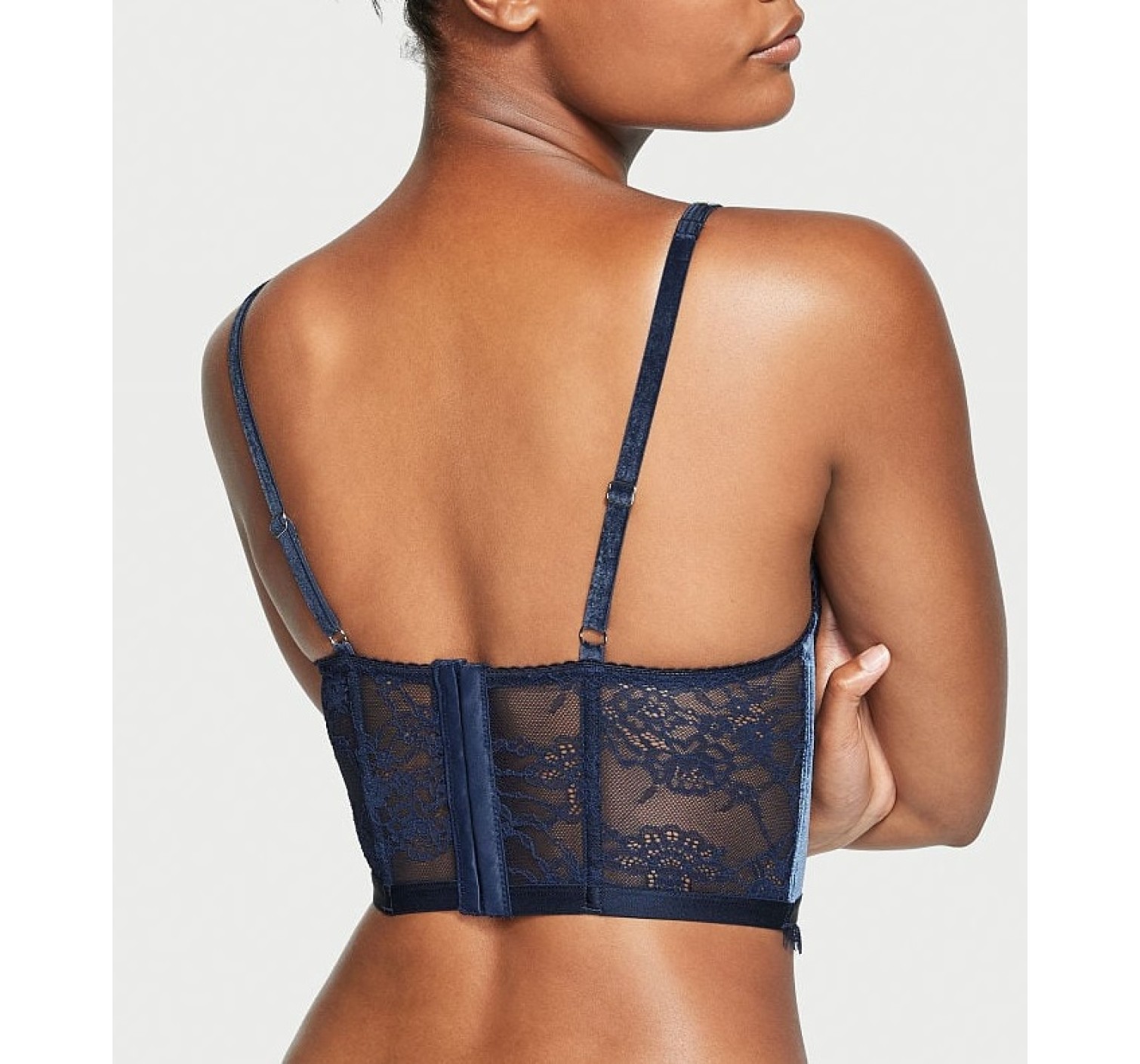 Комплект білизни DREAM ANGELS Lace & Velvet Shine Strap Corset Top Bra set Noir Navy