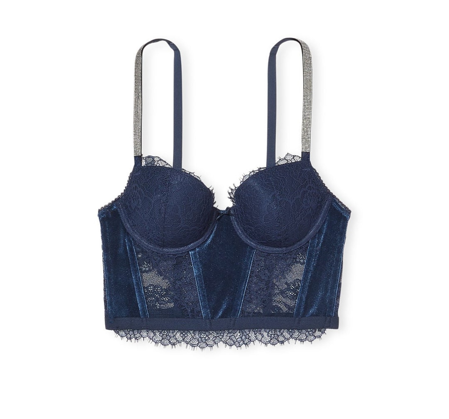 Комплект білизни DREAM ANGELS Lace & Velvet Shine Strap Corset Top Bra set Noir Navy