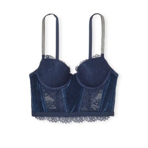 Комплект білизни DREAM ANGELS Lace & Velvet Shine Strap Corset Top Bra set Noir Navy