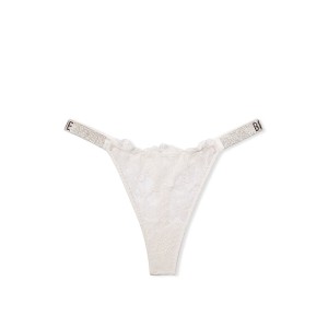 Білий комплект білизни Вікторія Сікрет Unlined Lace Shine Strap Balconette Bra set