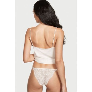 Білий комплект білизни Вікторія Сікрет Unlined Lace Shine Strap Balconette Bra set