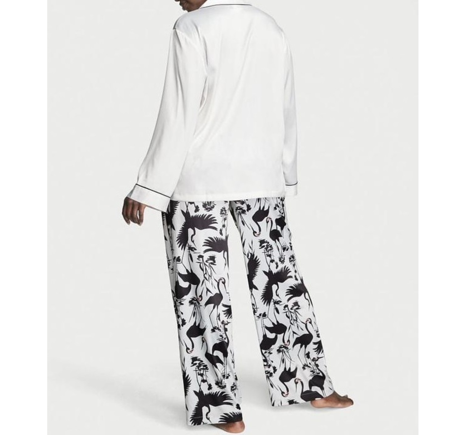 Пижама PJ Set Satin Long Black White