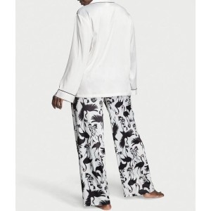 Пижама PJ Set Satin Long Black White