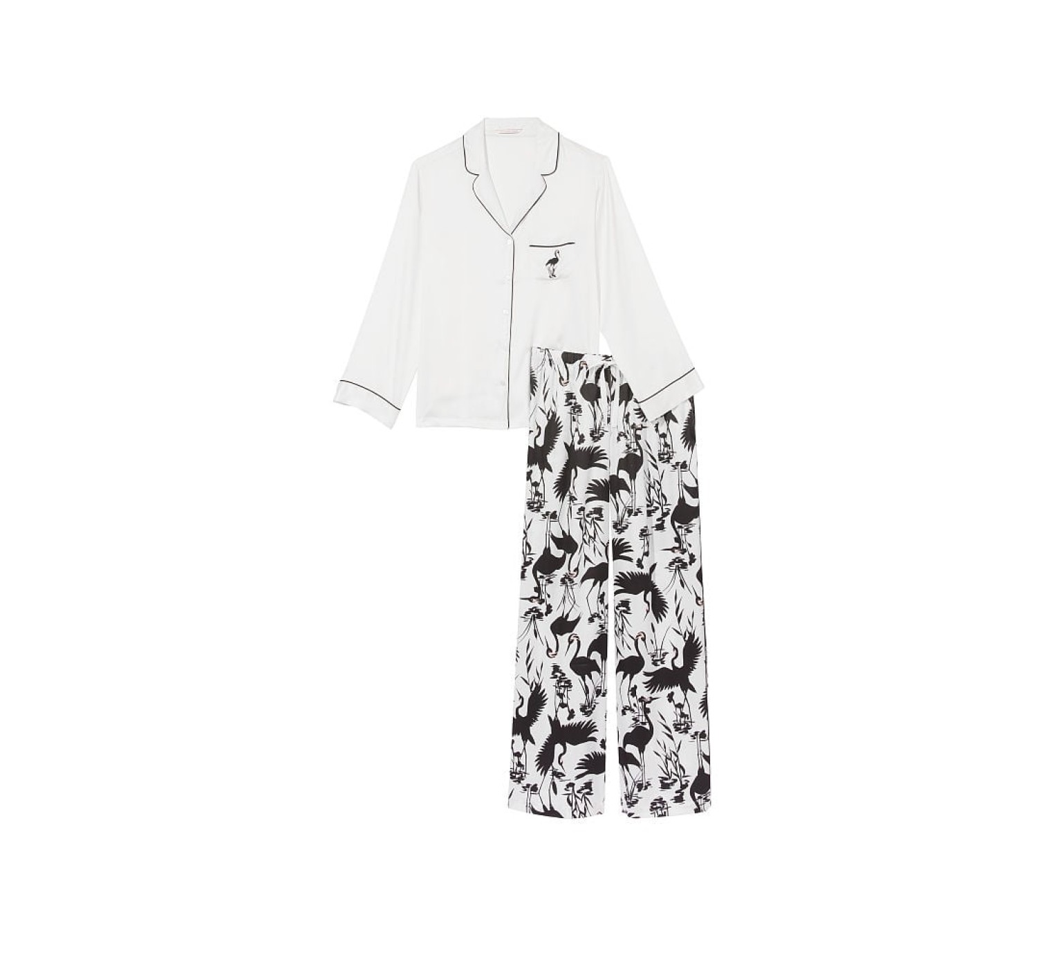 Пижама PJ Set Satin Long Black White