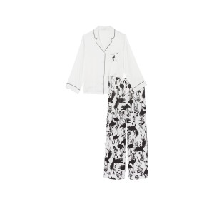 Пижама PJ Set Satin Long Black White