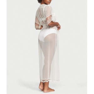 Халат Dotted Mesh Long Robe Coconut White
