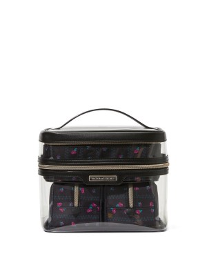 Набір косметичок 4-Piece Makeup Bag Black Ditsy Floral
