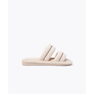 Домашні тапочки Oysho Double-strap jewel slides Ecru