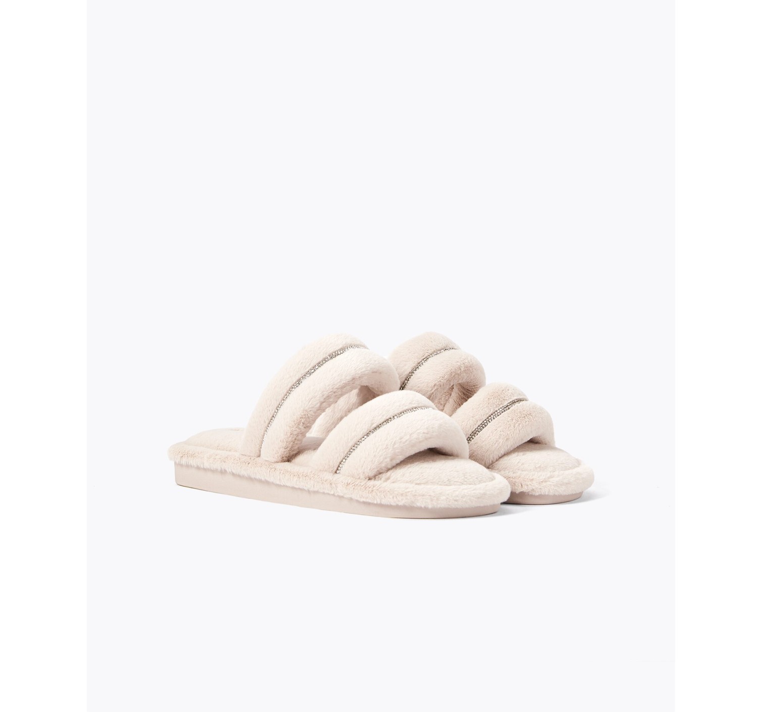Домашні тапочки Oysho Double-strap jewel slides Ecru