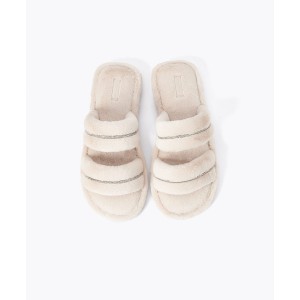 Домашні тапочки Oysho Double-strap jewel slides Ecru