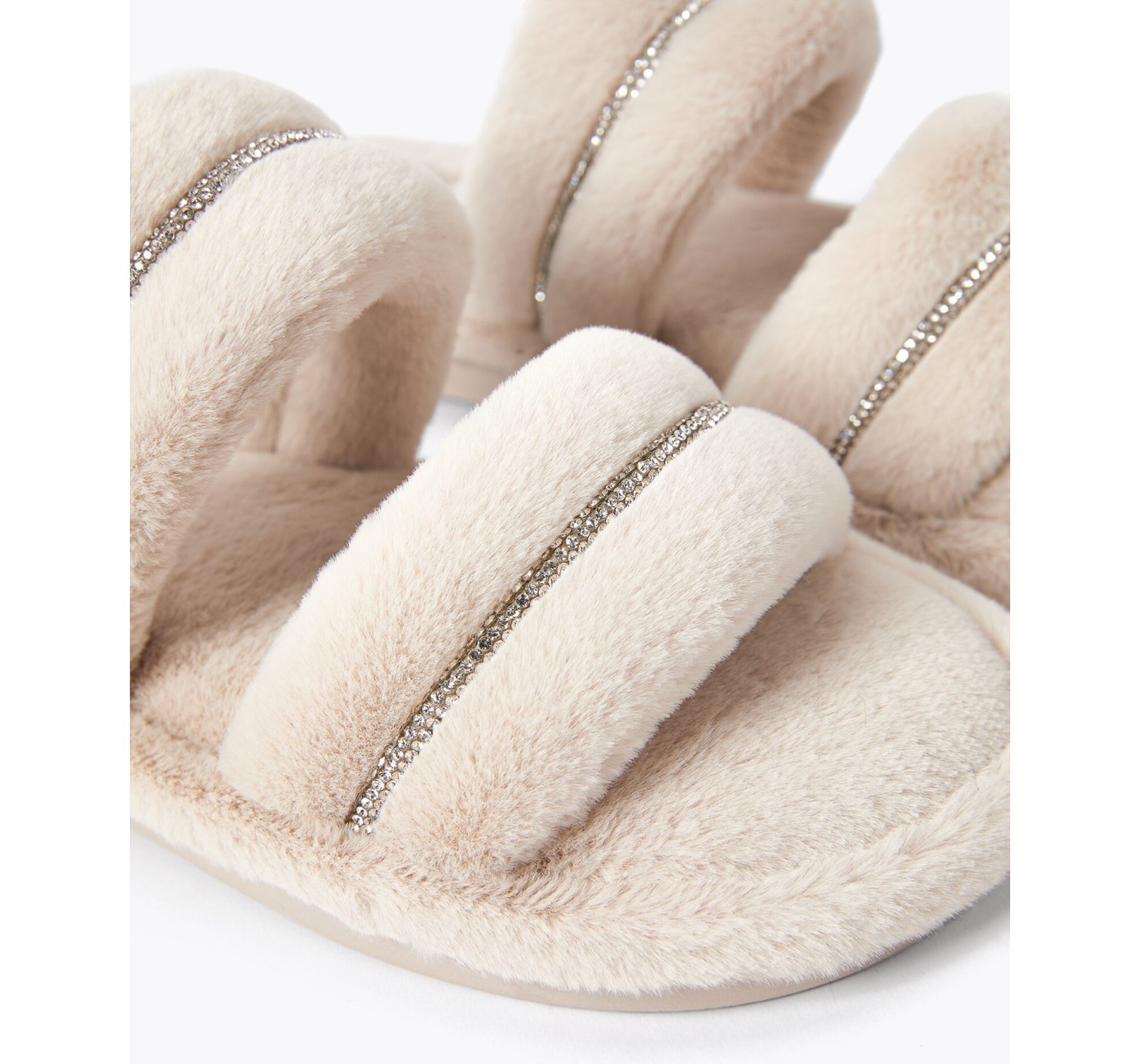 Домашні тапочки Oysho Double-strap jewel slides Ecru