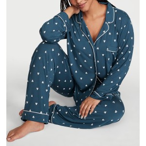 Пижама Modal Long Pajama Set Blue heart