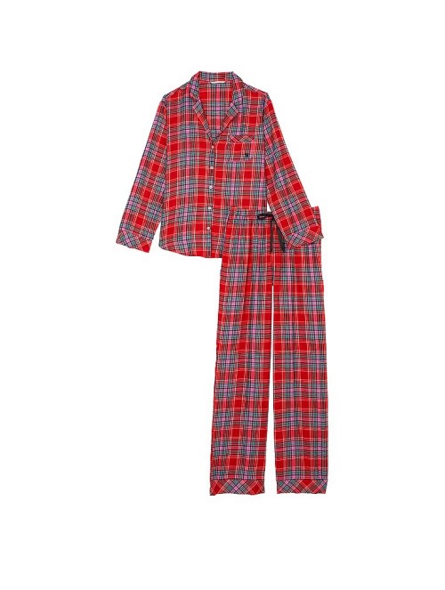 Піжама Flannel Long Pajama Set Lipstick Beauty Plaid