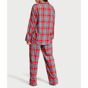 Піжама Flannel Long Pajama Set Lipstick Beauty Plaid