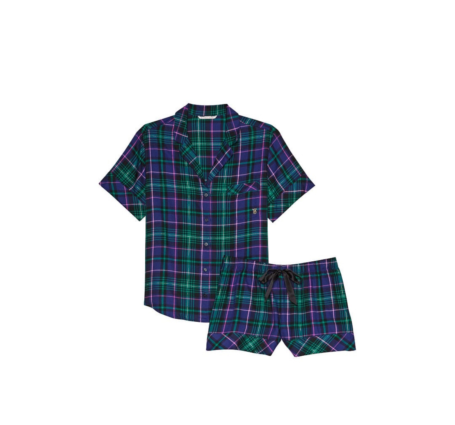 Піжама Flannel Short Pajama Set Blue Plaid