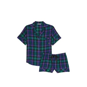 Піжама Flannel Short Pajama Set Blue Plaid