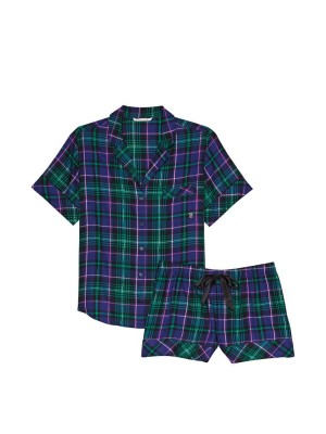 Піжама Flannel Short Pajama Set Blue Plaid