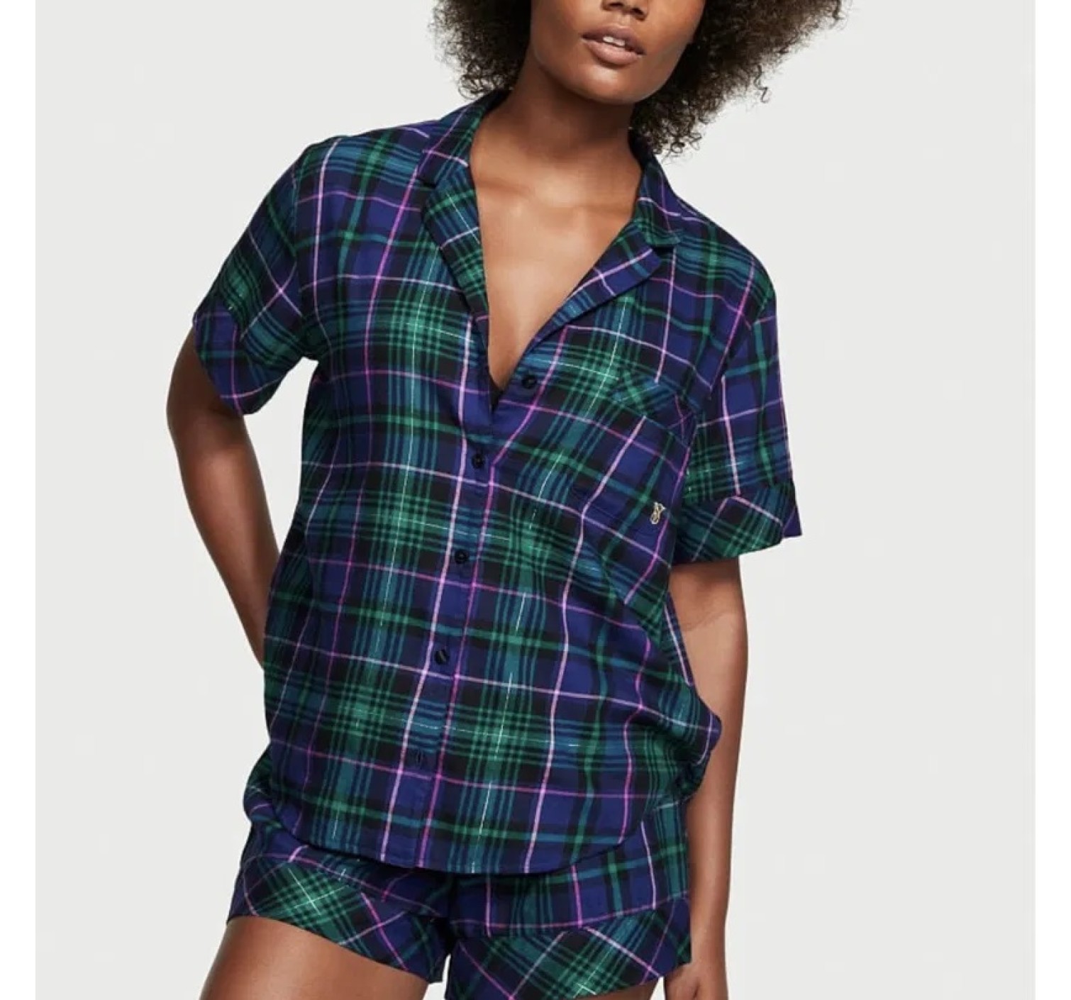 Піжама Flannel Short Pajama Set Blue Plaid
