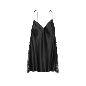 Пеньюар Satin Plunge Lace Slip Black