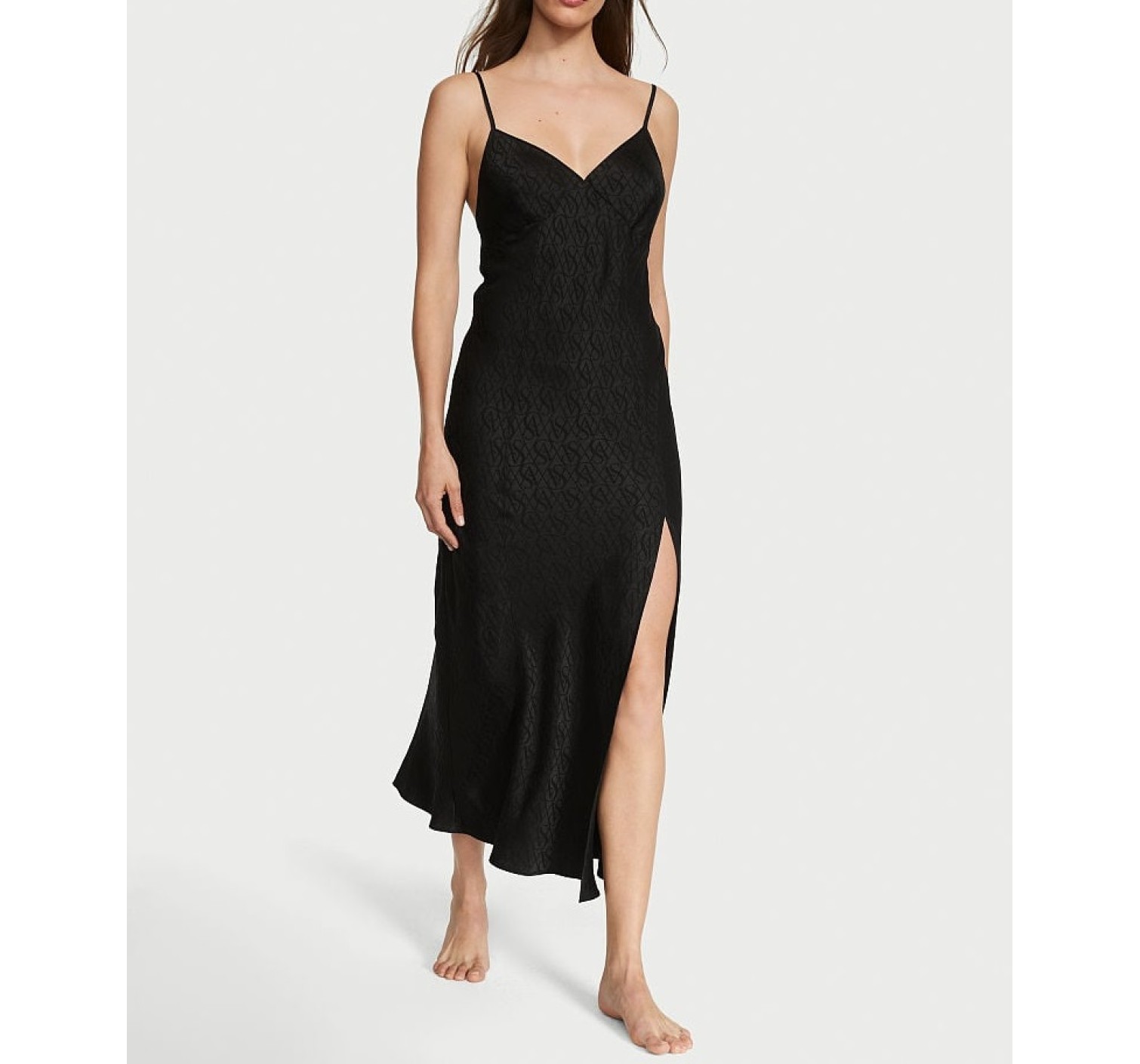 Пеньюар Icon Satin Midi Slip Black
