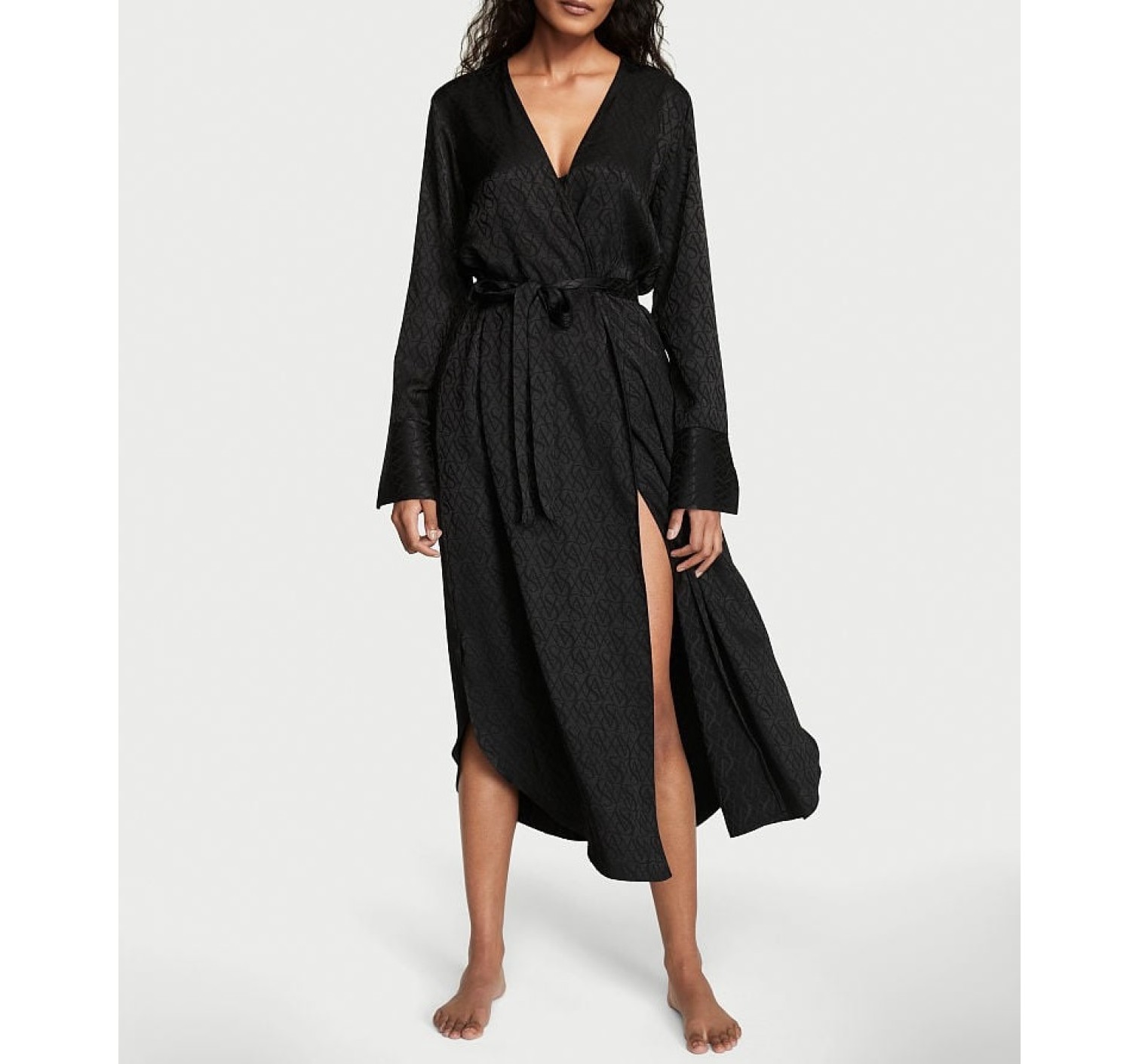 Халат Icon Satin Long Robe Black