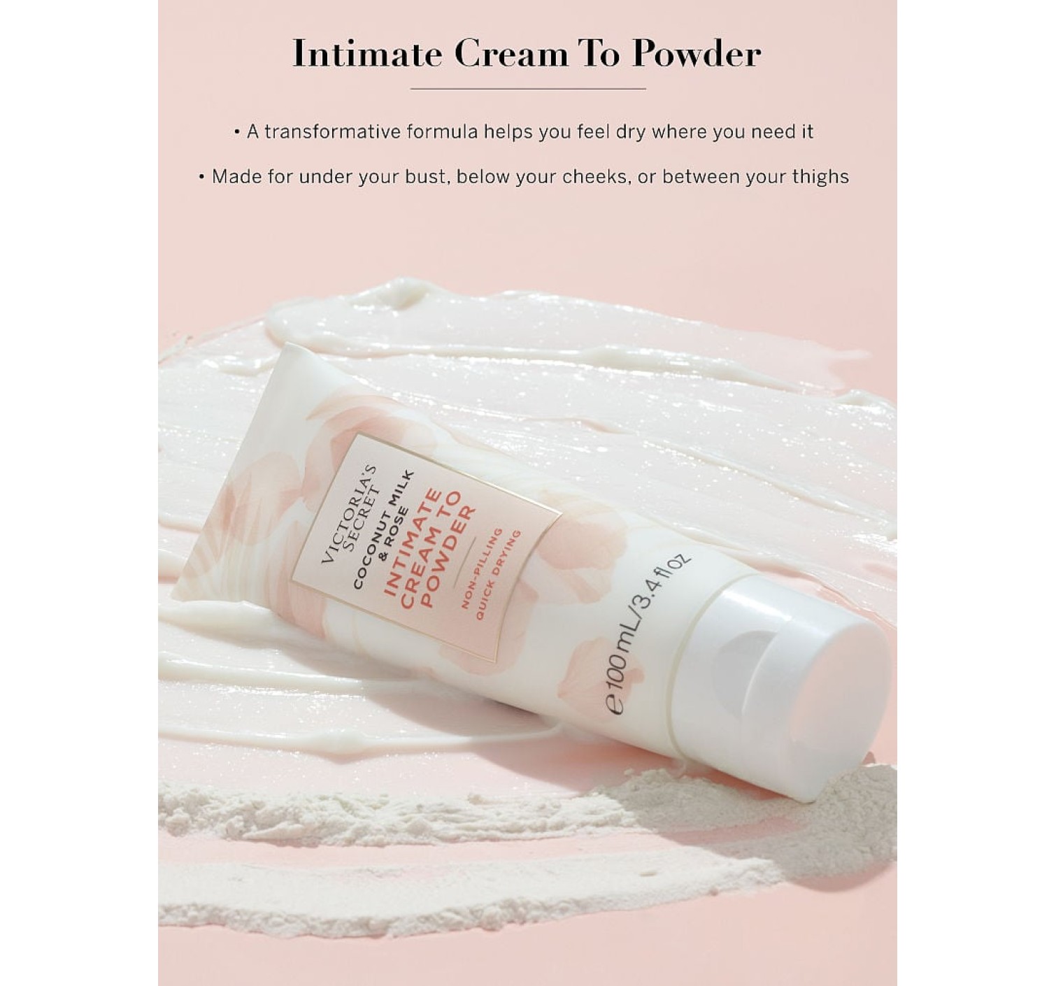 Крем-пудра для інтимної гігієни Coconut Milk & Rose Intimate Cream to Powder