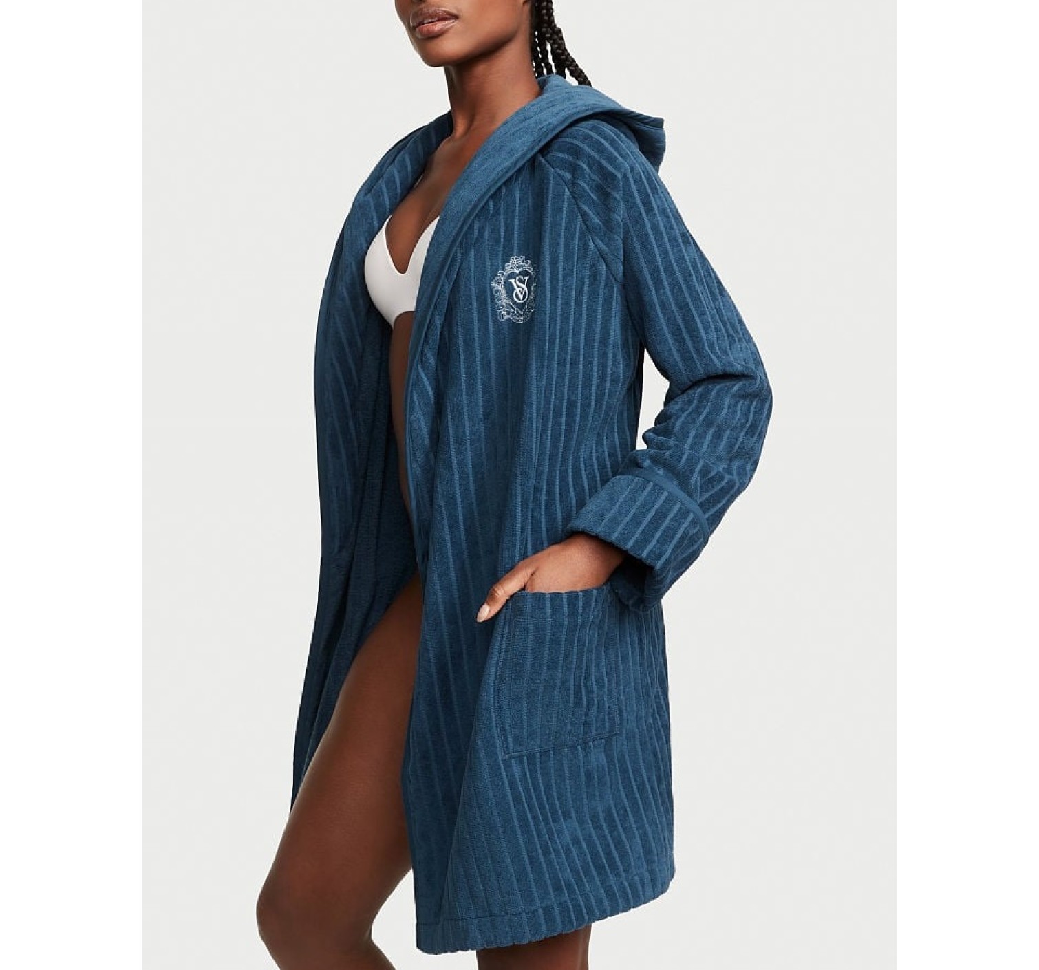 Халат Виктория Сикрет Terry Hooded Short Robe Vs Blue