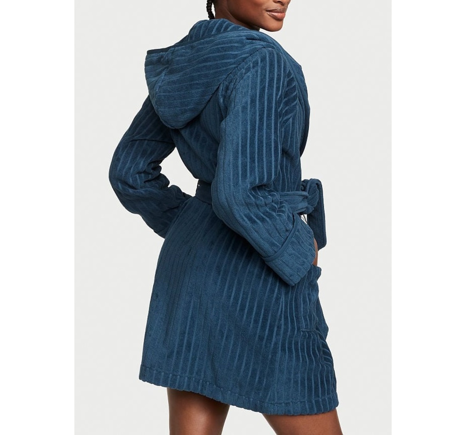 Халат Виктория Сикрет Terry Hooded Short Robe Vs Blue
