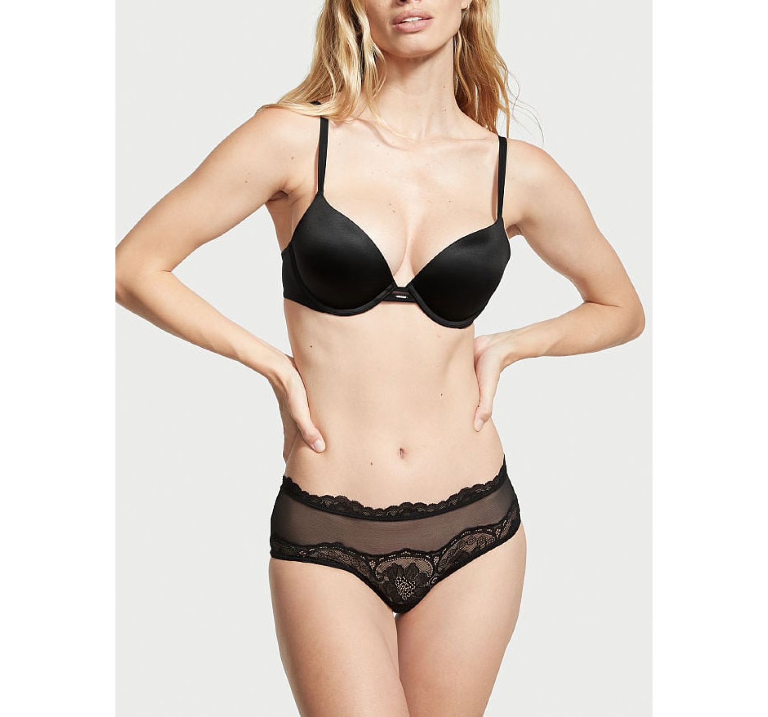 Трусики Lace & Mesh Cheeky Panty Black