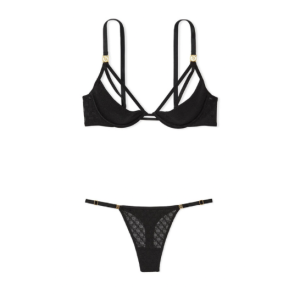 Комплект белья Logo Lace Open-Cup Demi Bra Black Set