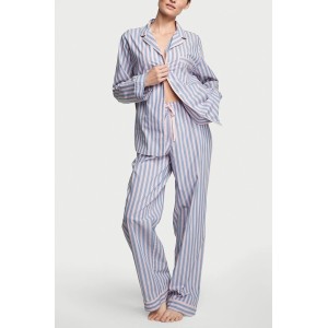Пижама Cotton Long Pajama Set Pink Blue Stripe