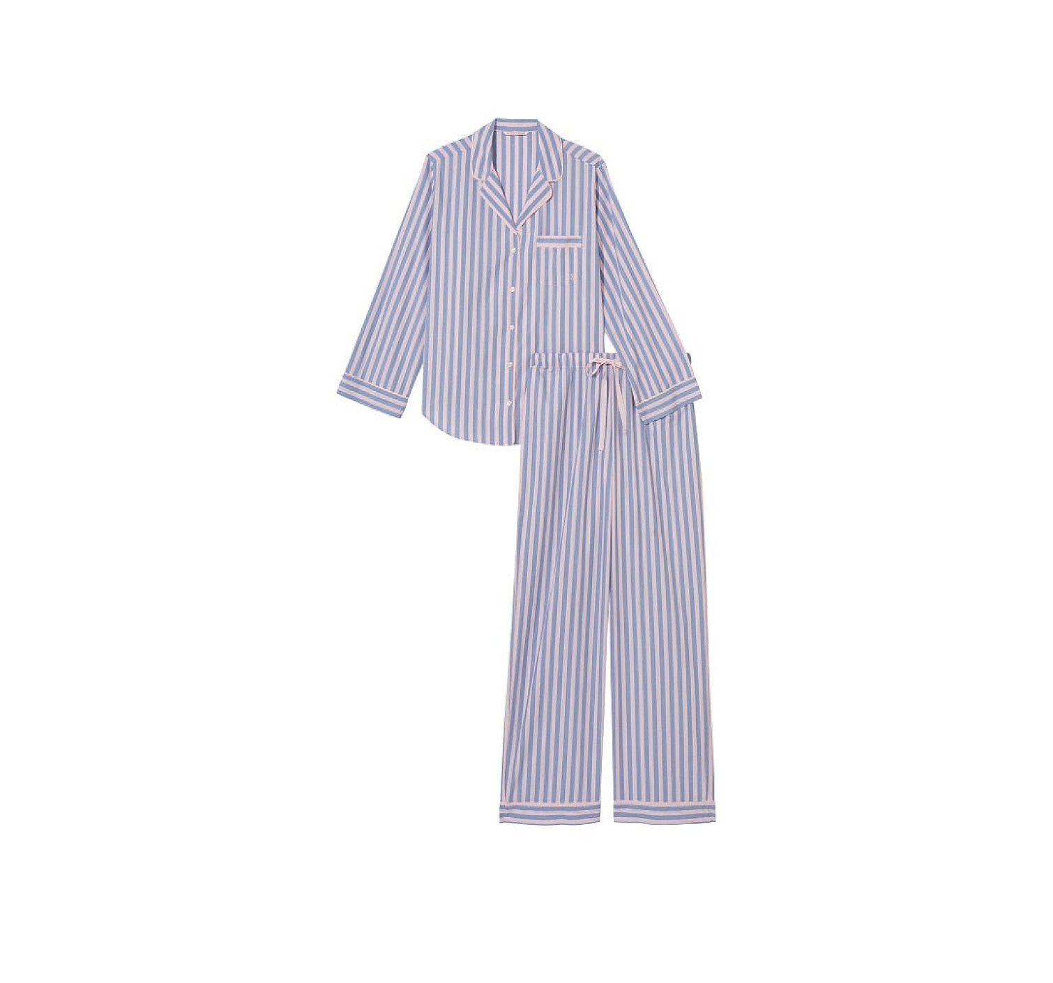 Пижама Cotton Long Pajama Set Pink Blue Stripe