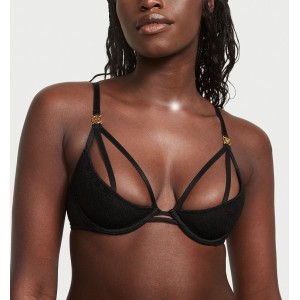 Комплект белья Logo Lace Open-Cup Demi Bra Black Set