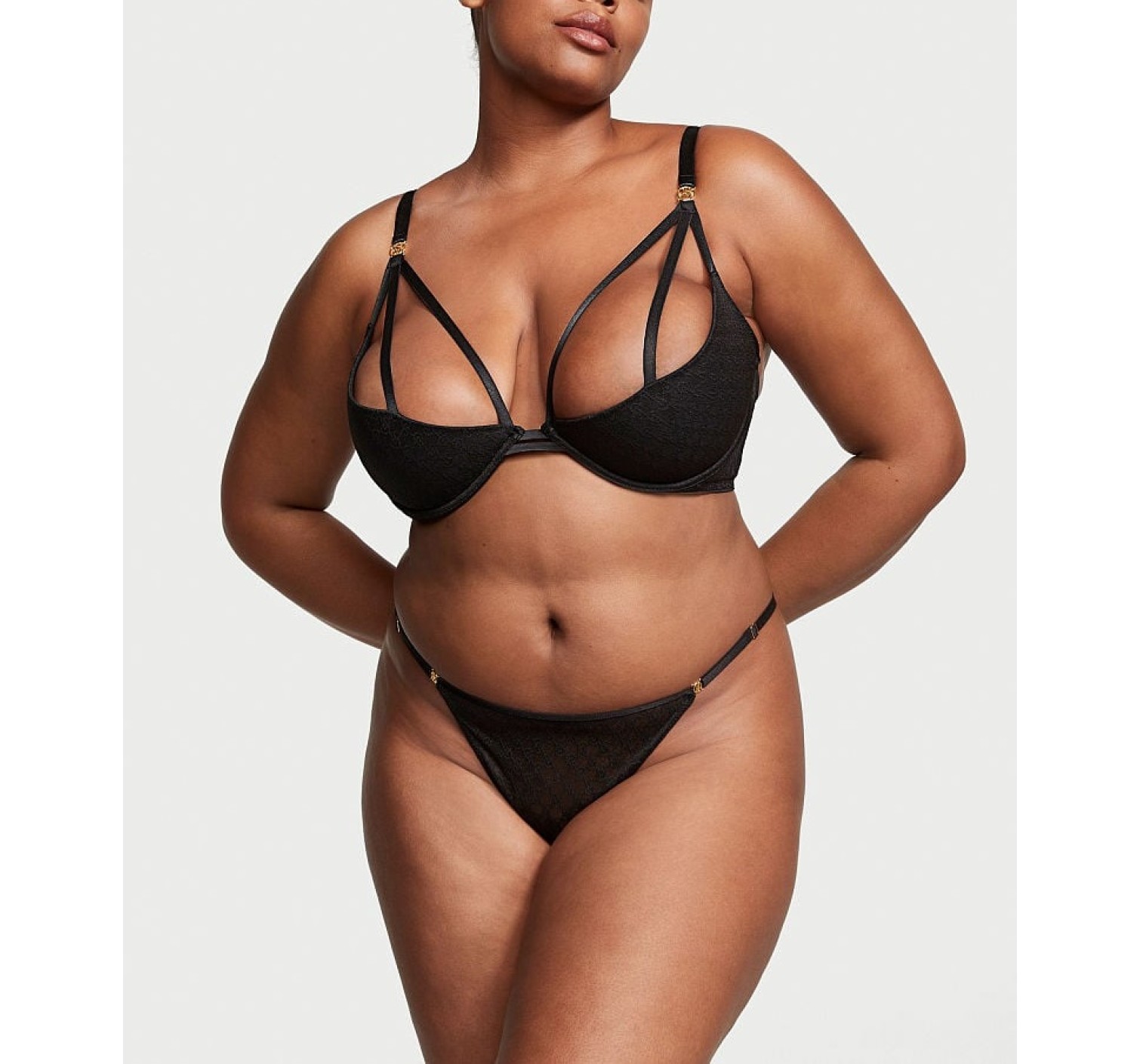 Комплект белья Logo Lace Open-Cup Demi Bra Black Set