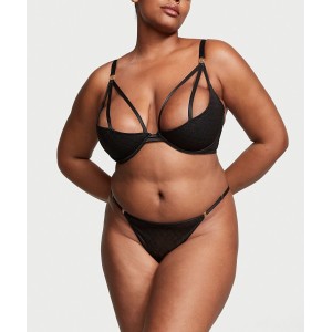 Комплект белья Logo Lace Open-Cup Demi Bra Black Set