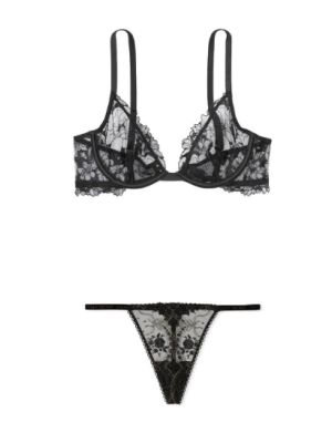 Комплект білизни Victoria Secret Low Cut Demi Lace Black Set