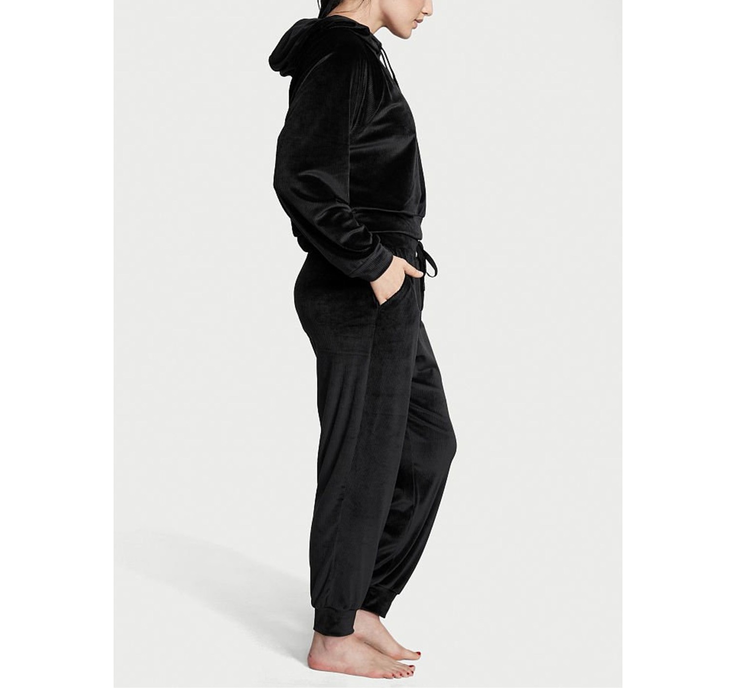 Велюровый костюм Velour Hoodie and Jogger Lounge Set Black