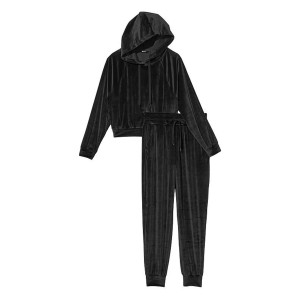 Велюровый костюм Velour Hoodie and Jogger Lounge Set Black