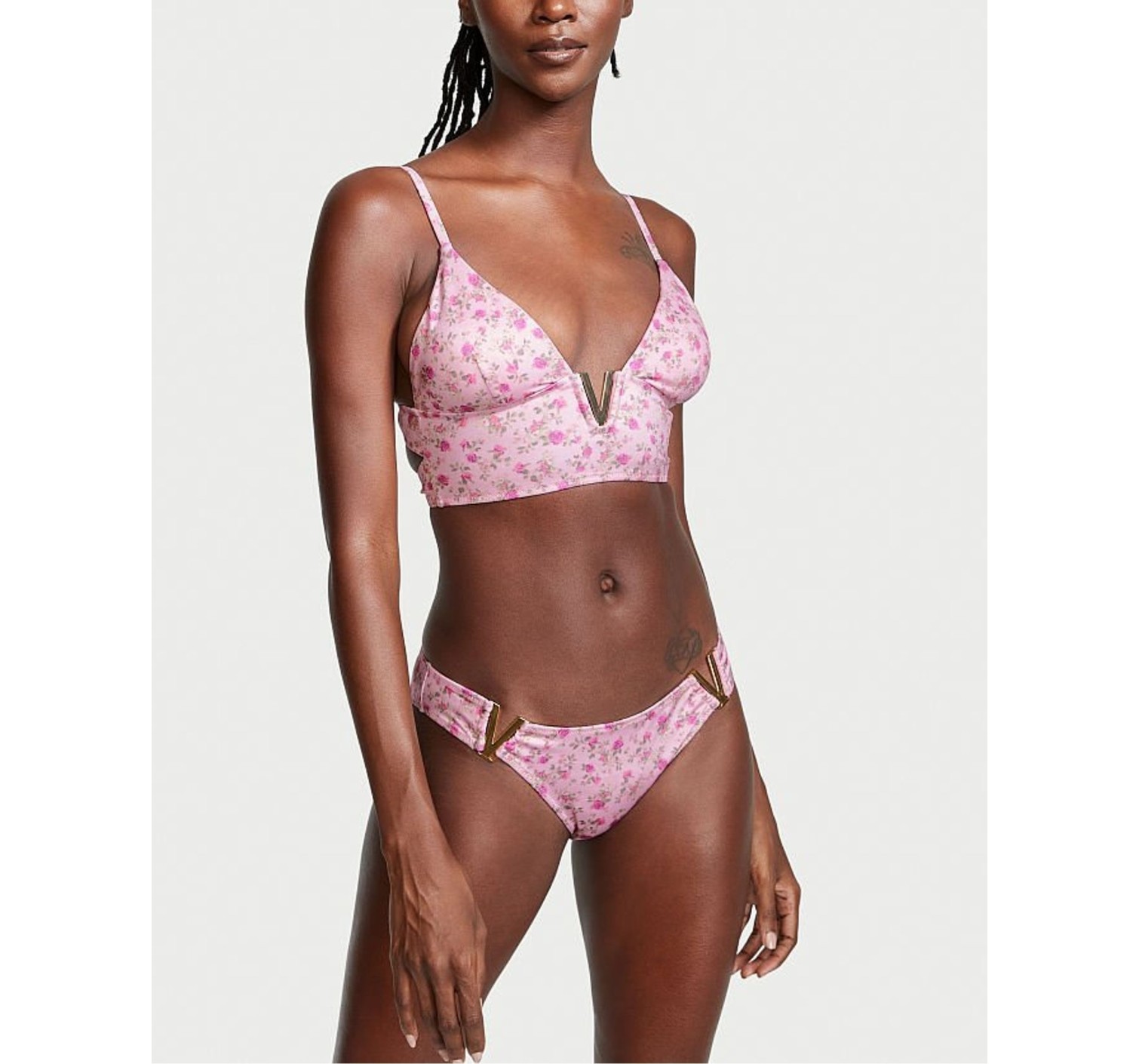 Купальник V-hardware Bralette Swim Pink Flower Print Set