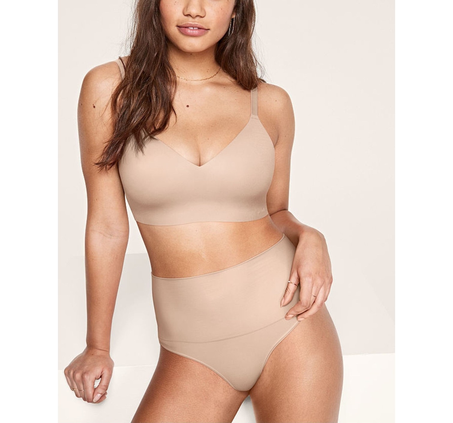 Трусики стрінги No Show PINK Seamless Shape Thong Beige