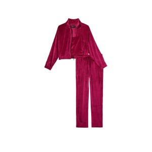 Велюровий спортивний костюм Ribbed Velour 3-Piece Tracksuit Set Red