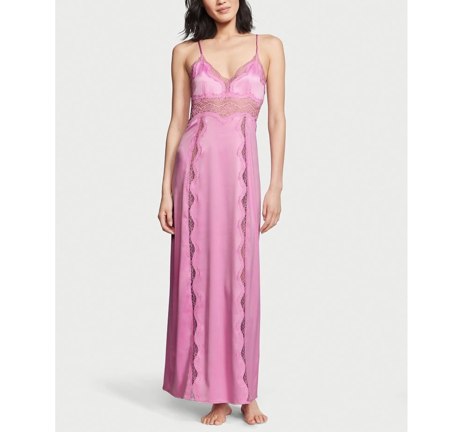 Пеньюар Lace-Inset Long Slip Lilac Chiffon