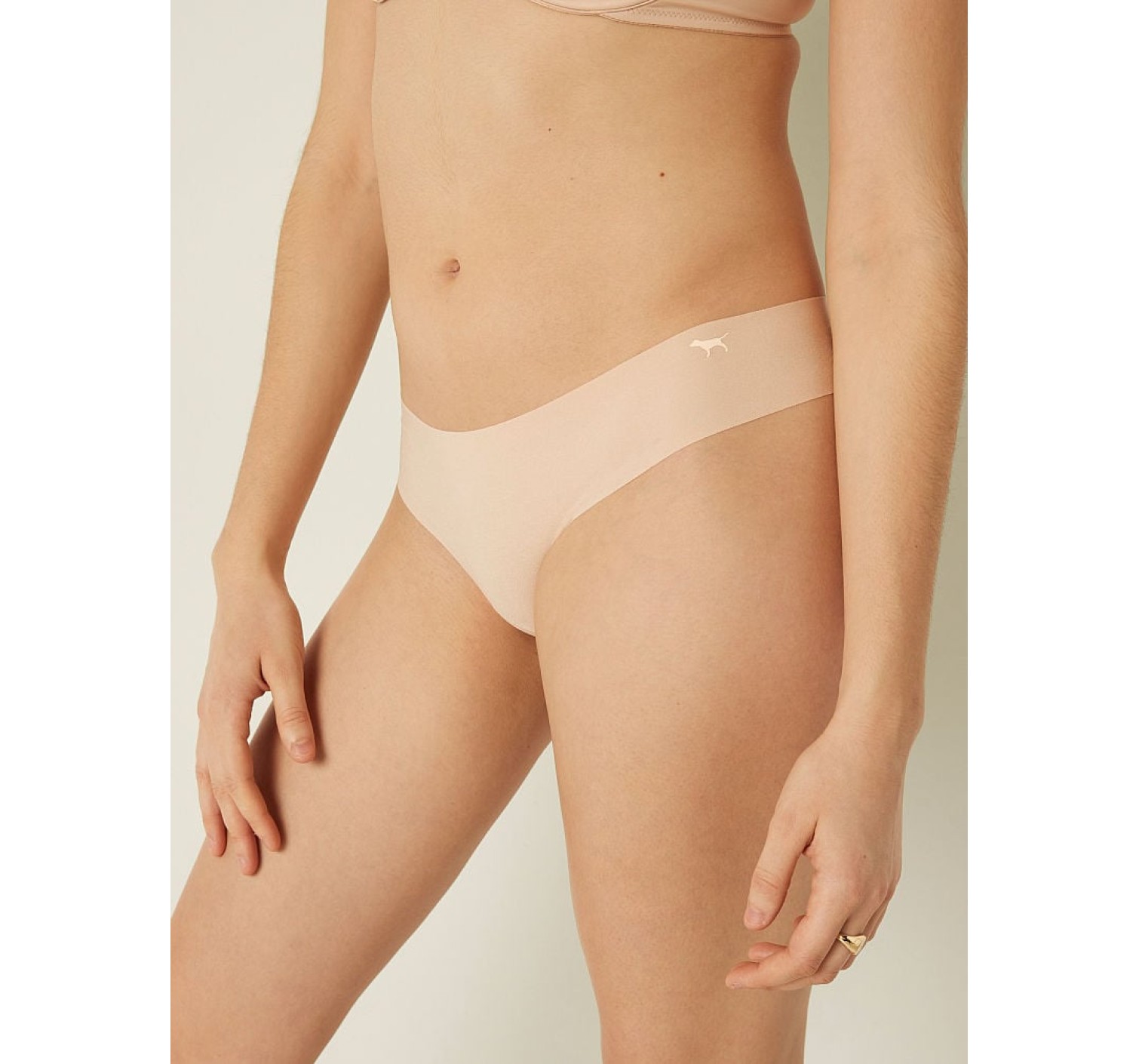 Трусики Pink cтринги бесшовные No Show Thong panty Beige