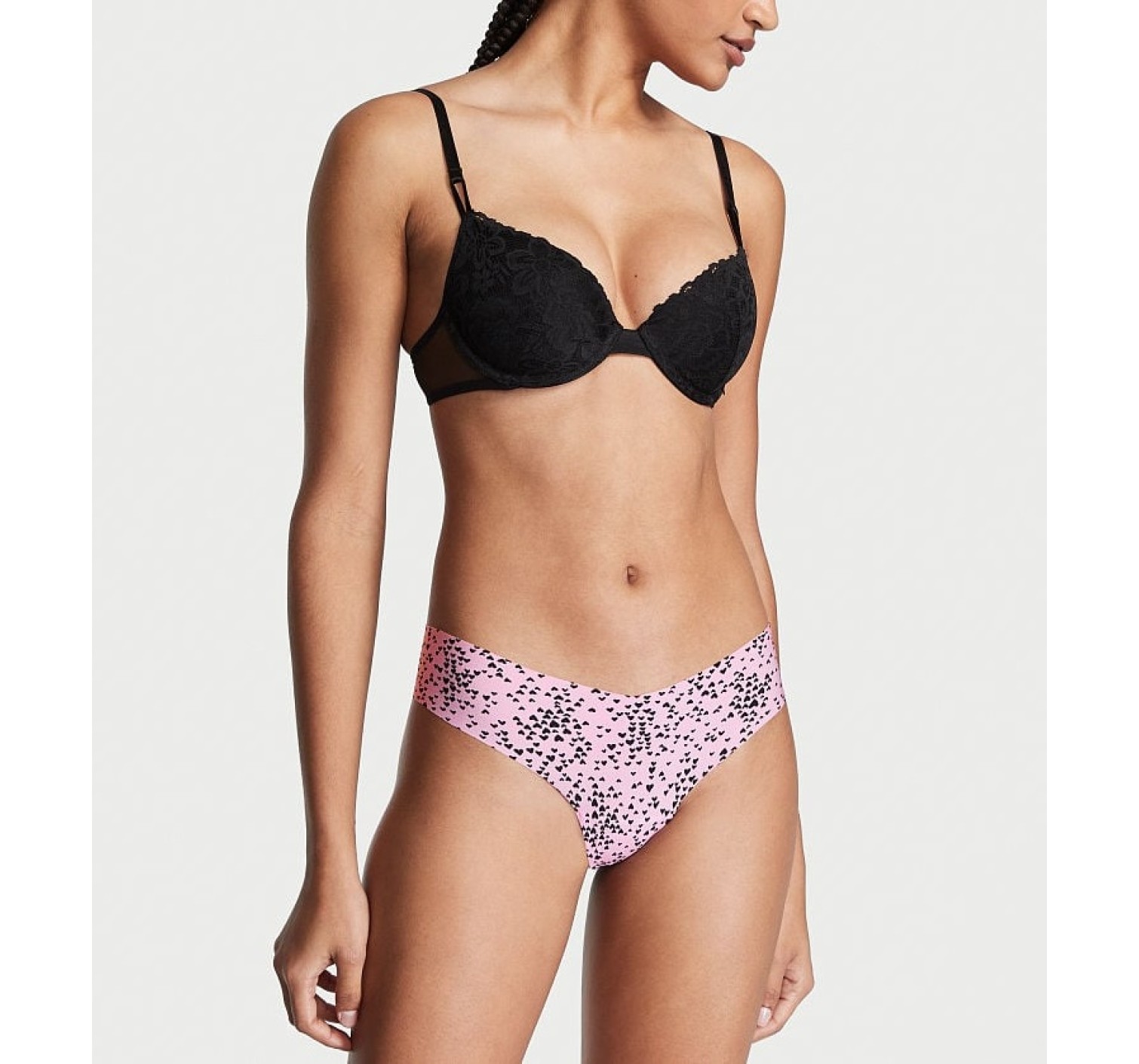 Трусики No-Show Thong Panty Pink Heart Dot Print