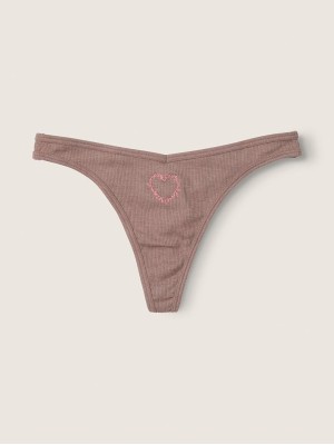 Трусики PINK Cotton Thong Panty Iced Coffee