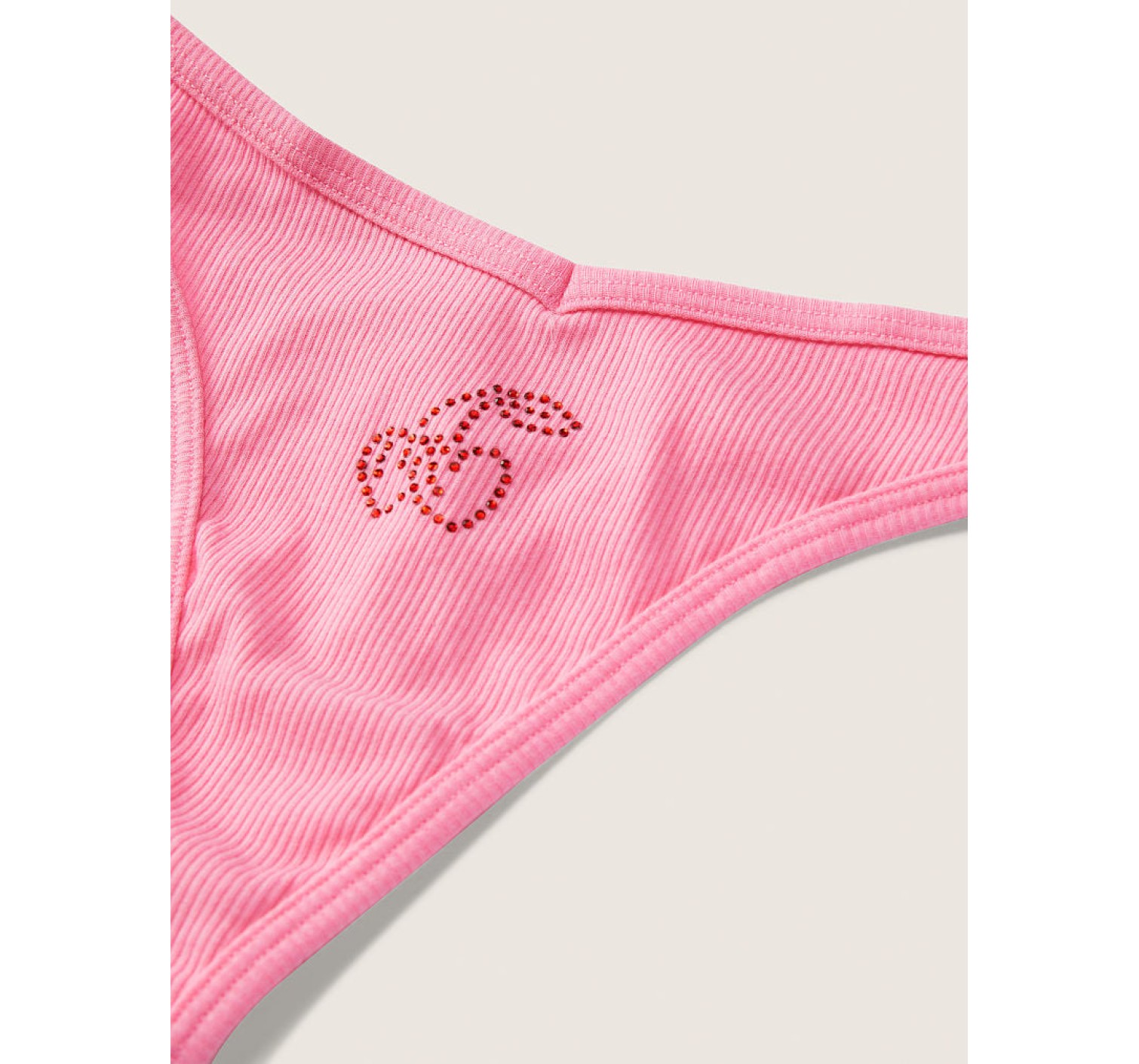 Трусики PINK Cotton Thong Panty Dreamy Pink With Diamante