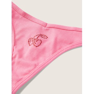 Трусики PINK Cotton Thong Panty Dreamy Pink With Diamante