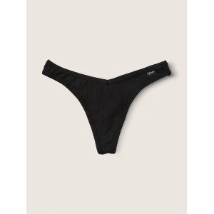 Трусики стринги Victoria's Secret Pink Cotton Black Thong panty