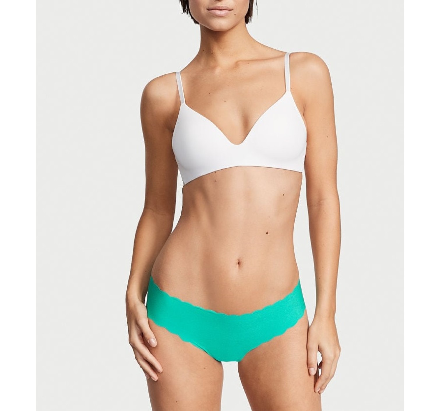 Трусики No Show Thong Panty Scalloped Aqua Sea